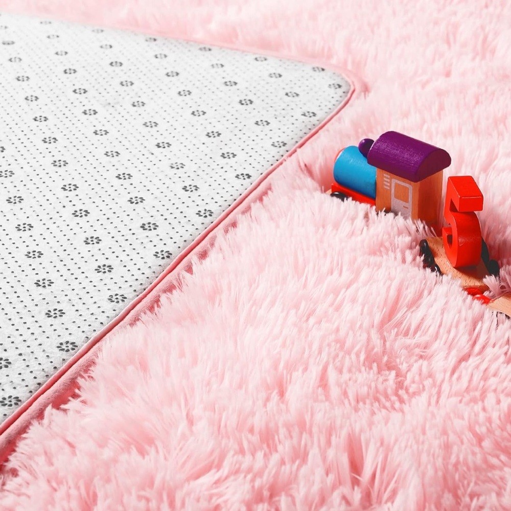 Light Pink Shag Area Rug - Picture 3 of 4